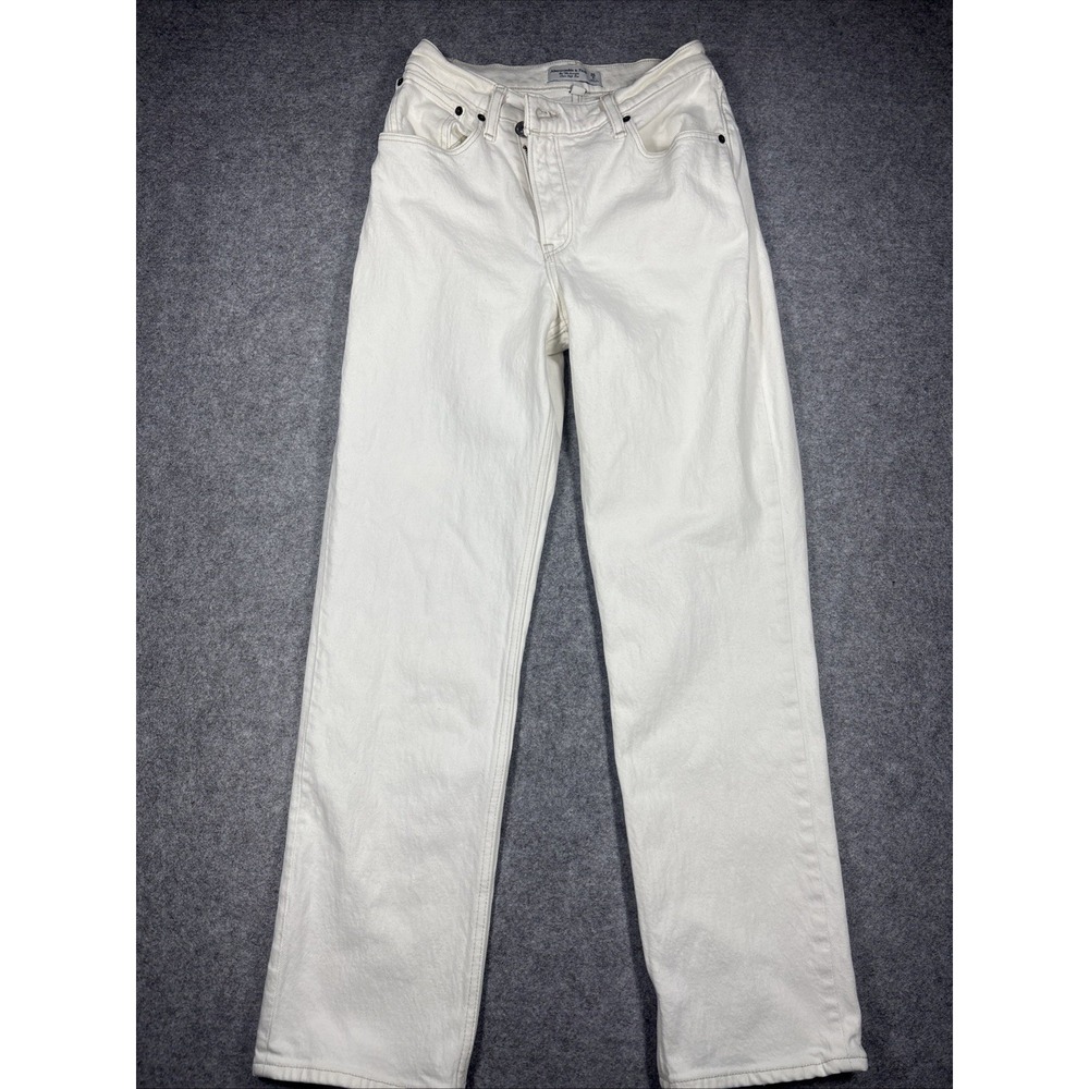 Abercrombie & Fitch Women’s Low Rise Baggy Straight White Denim Jeans 26-2s~~~~~